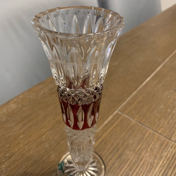 Ruby Cut-To-Clear Bavarian Bud Vase 8” Tall - Picture 2 of 9